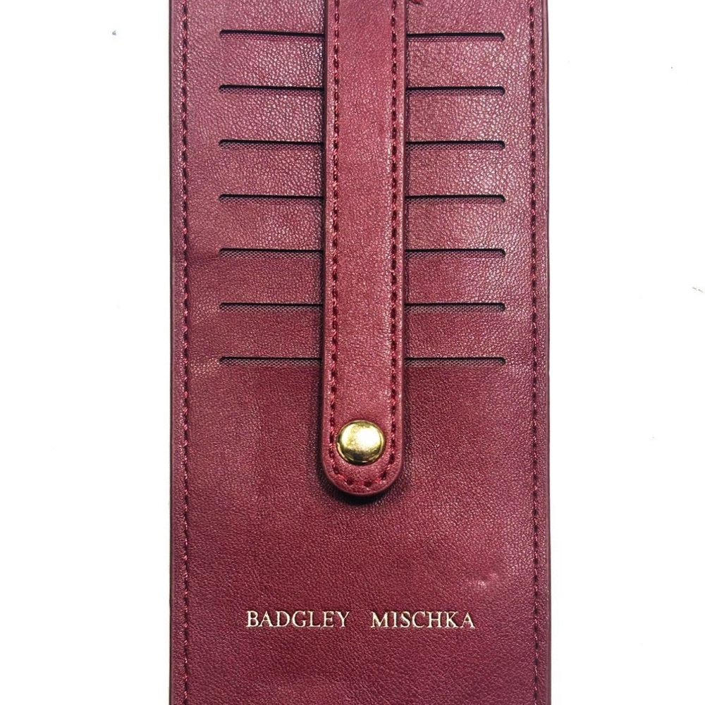 Badgley Mischka Maroon Leather Card Holder
